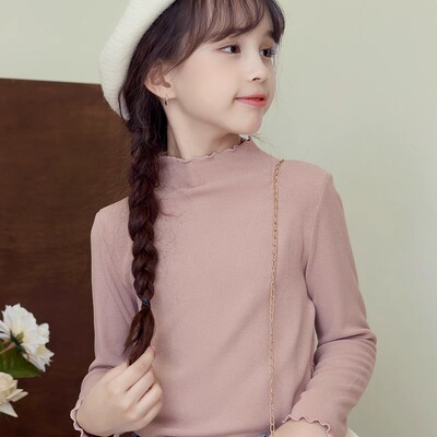女童打底衫春秋新款儿童半高领