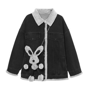 太系列女装2025秋冬牛仔外套女加厚宽松毛绒绒感外套C4B38/AB-3