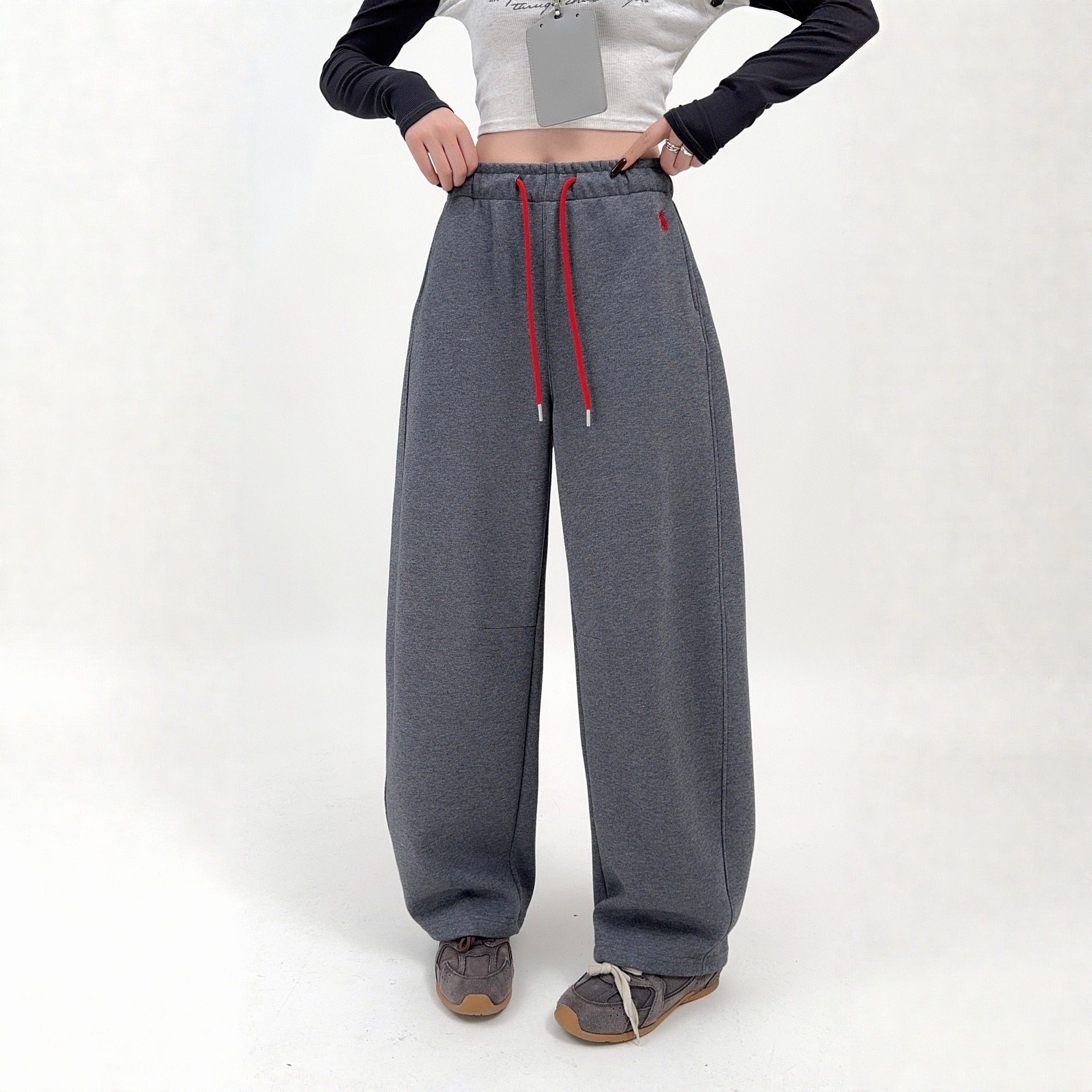 2026春季新款宽松显瘦百搭高腰弯刀裤女松紧腰休闲拖地阔腿裤,女装/女士精品,卫裤,淘宝优惠券,粉丝福利购,淘宝优惠卷