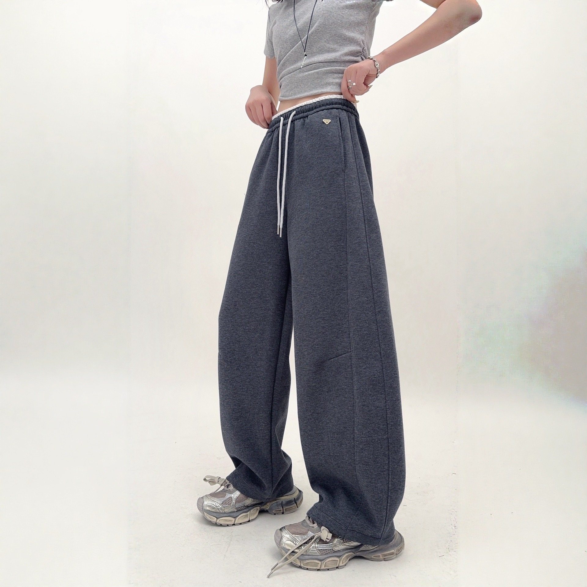 2026春季新款十三行韩版宽松显瘦百搭高腰直筒裤女休闲阔腿长裤子,女装/女士精品,卫裤,淘宝优惠券,粉丝福利购,淘宝优惠卷