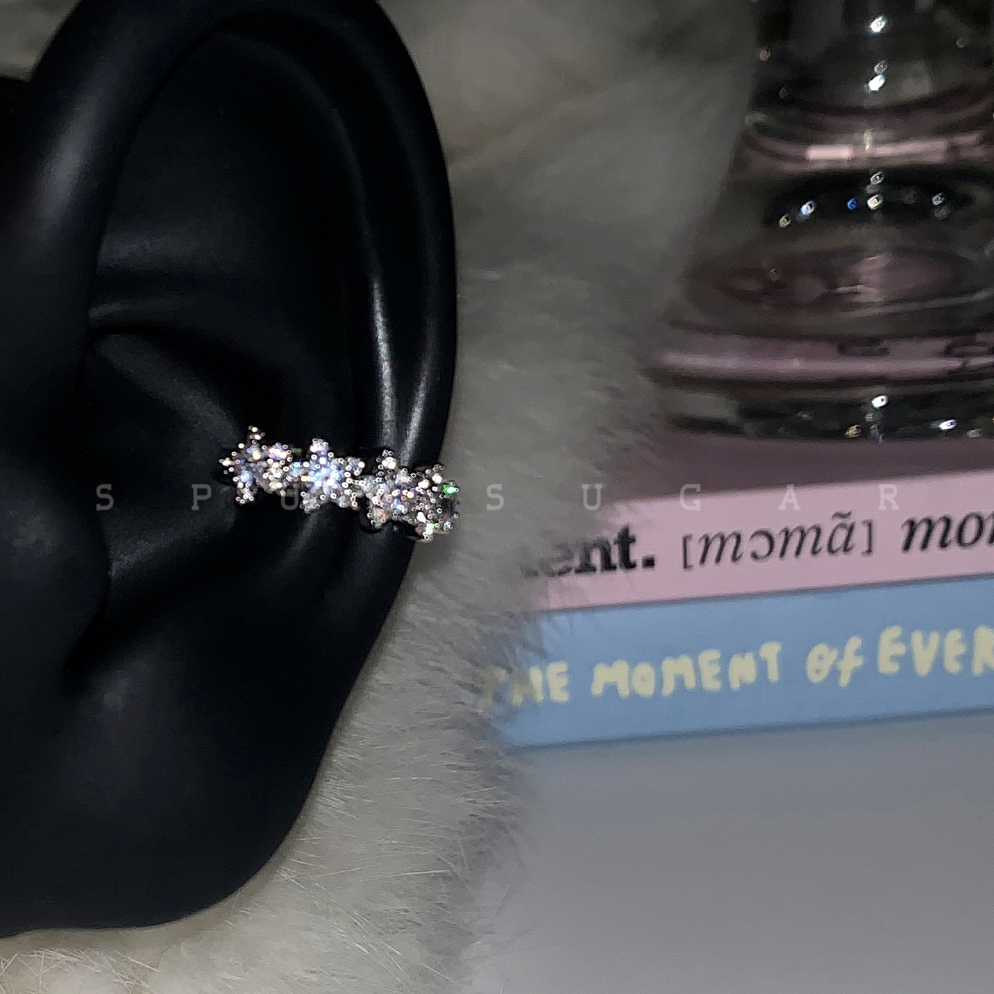 爆闪重工直针繁星满钻耳环超闪锆石星星耳蜗环个性百搭耳圈耳饰女