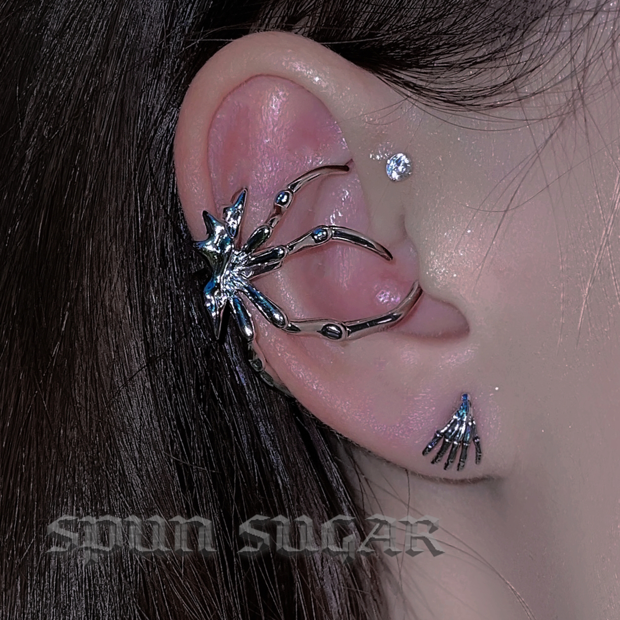 暗黑风蜘蛛无耳洞耳骨夹女