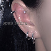 百搭银色素圈耳环小众设计感高级简约大圈耳圈叠带气质潮耳饰男女