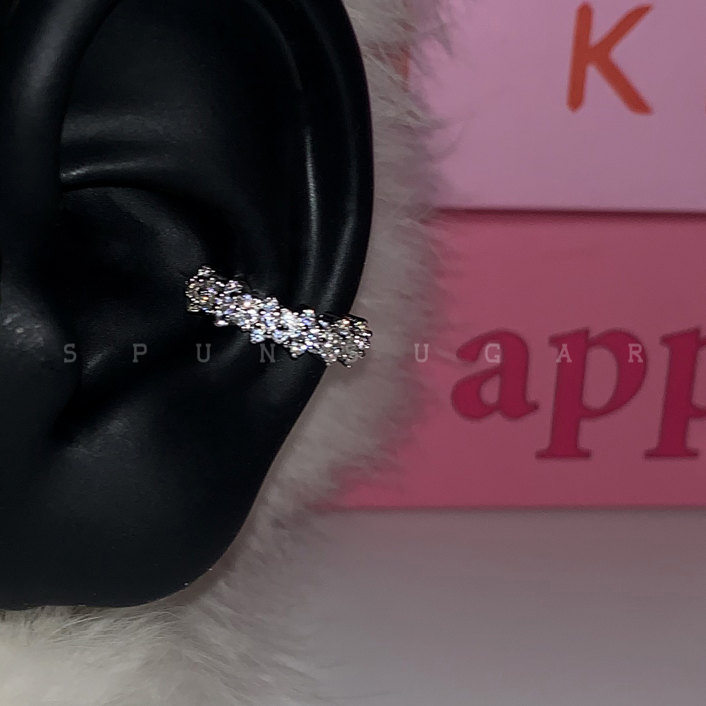 爆闪繁花耳蜗圈耳圈耳扣小众设计感满钻双耳洞叠戴百搭耳环耳饰女