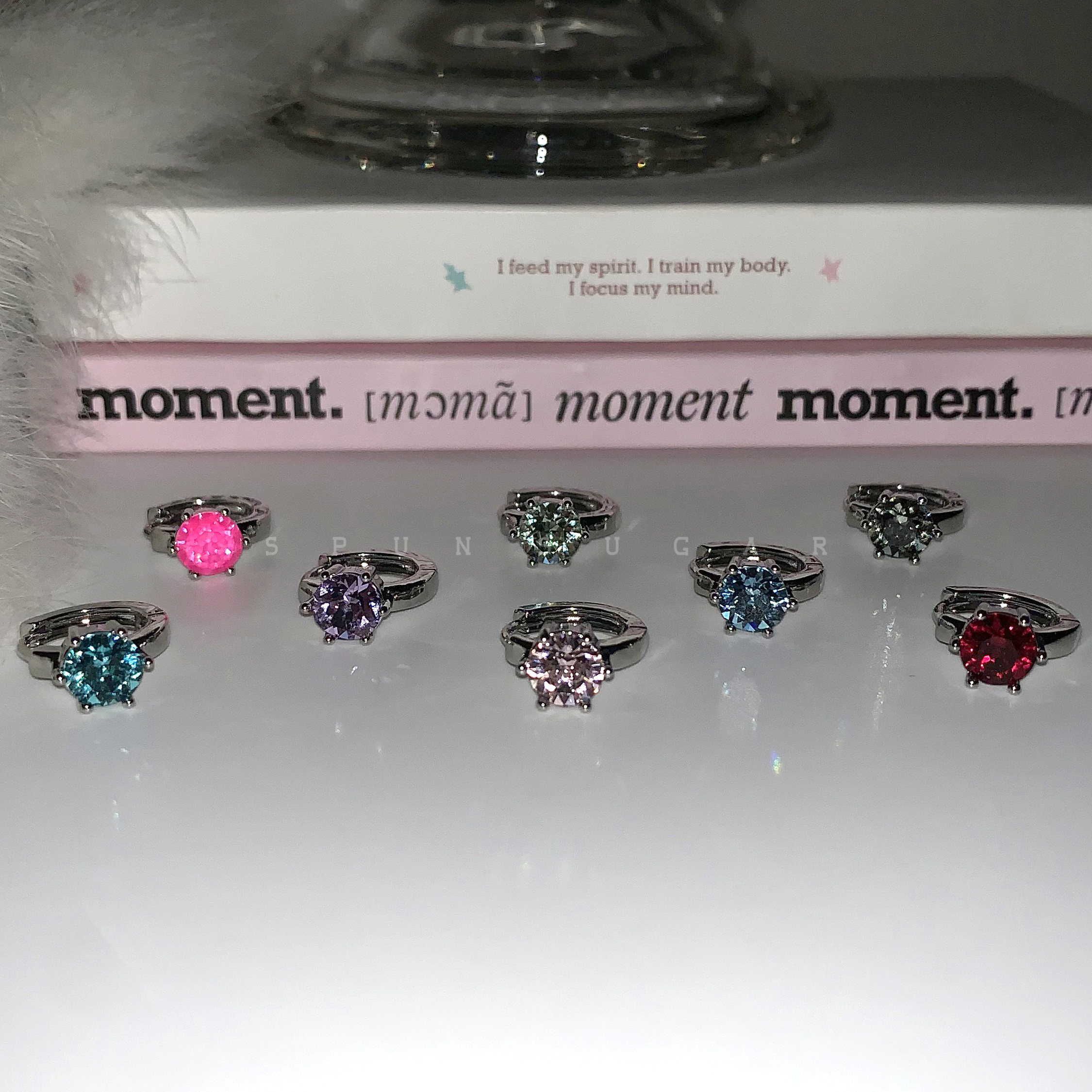 爆闪施家华子彩色耳圈耳扣经典百搭甜酷辣妹个性耳骨圈耳环耳饰女