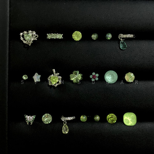 夏日薄荷绿色爆闪华子耳骨钉钛钢可爱青苹果耳钉精致星星耳圈耳饰