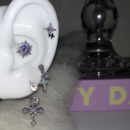 冰透葡萄十字架马蹄环耳骨钉钛钢紫色星芒耳蜗钉精致百搭耳环耳饰