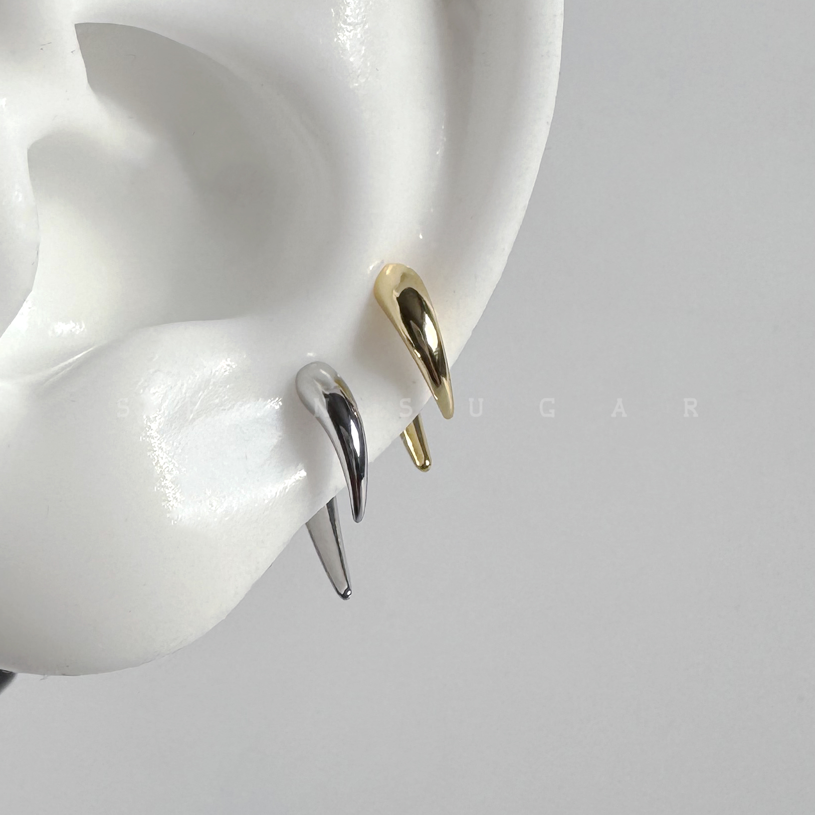 甜酷小众双面狼牙耳钉欧美冷淡风