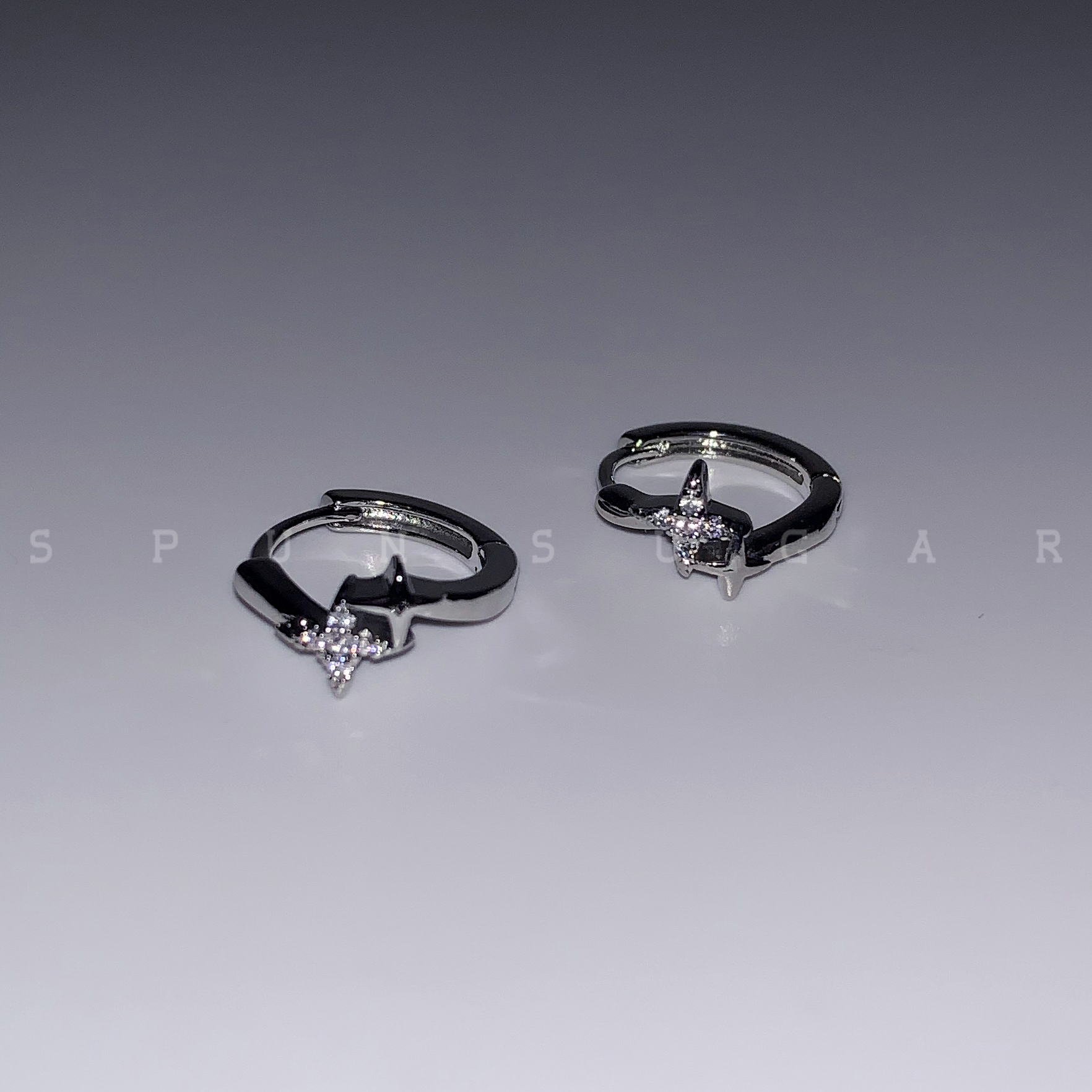 四芒星镶钻耳圈叠戴耳扣