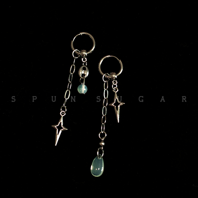 北极四芒星长款流苏耳环钛钢y2k辣妹镂空十字星朋克水滴耳坠耳饰