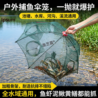 新款折叠鱼笼伞笼自动进鱼渔网大小鱼虾螃蟹通用加厚加粗捕鱼网笼