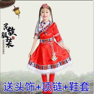 儿童藏族服装男女童藏袍水袖蒙古舞台演出服幼儿园少数民族表演服