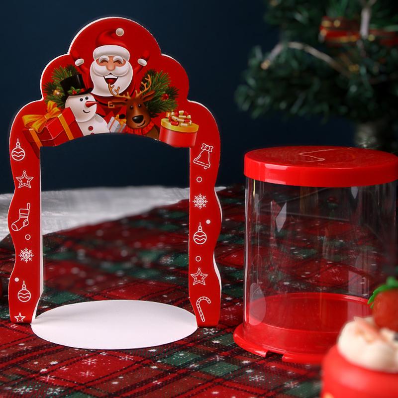 24圣诞节2寸蛋糕盒纸杯蛋糕透明打包盒包装盒装饰杯子迷你小甜品