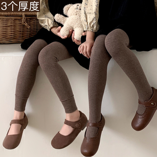 不连脚宝宝打底袜薄绒连裤 加绒中厚儿童九分裤 袜 秋冬款 女童打底裤