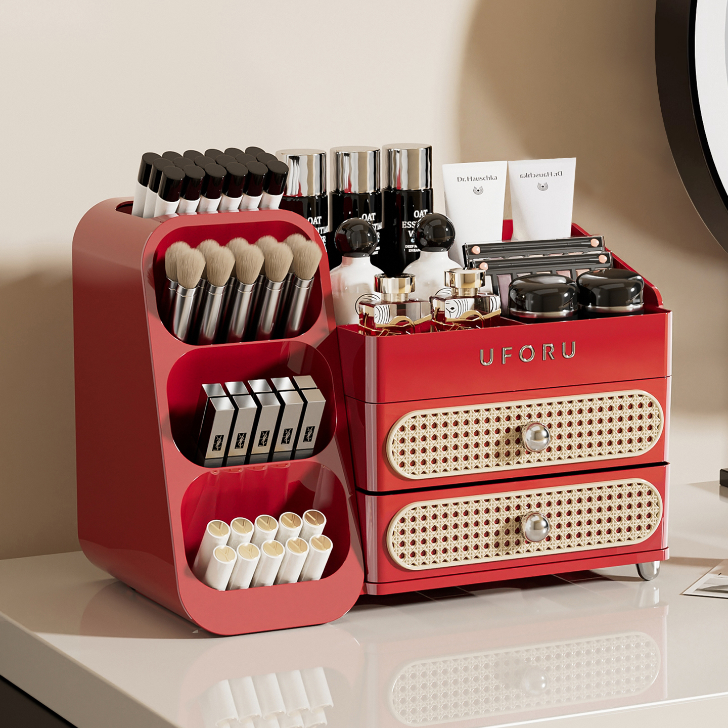 轻奢新中式桌面化妆品收纳盒