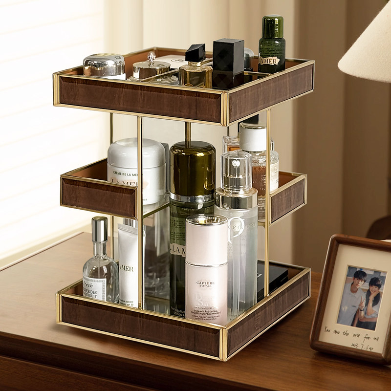 轻奢旋转玻璃化妆品收纳盒