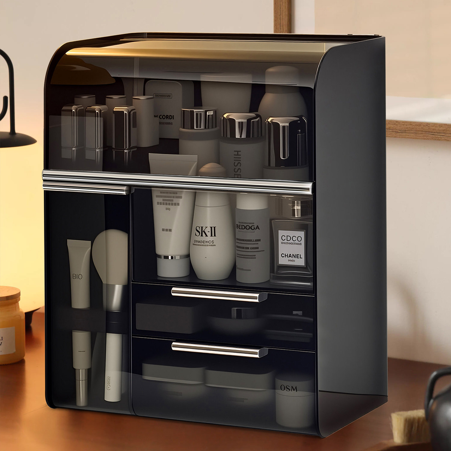 轻奢化妆品收纳盒大容量桌面抽屉式防尘护肤品置物架高级感整理盒,收纳整理,桌面收纳盒,淘宝优惠券,粉丝福利购,淘宝优惠卷