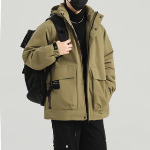 保暖工装 男士 羽绒棉服加绒加厚连帽棉袄休闲冬季 大码 棉衣外套 新款