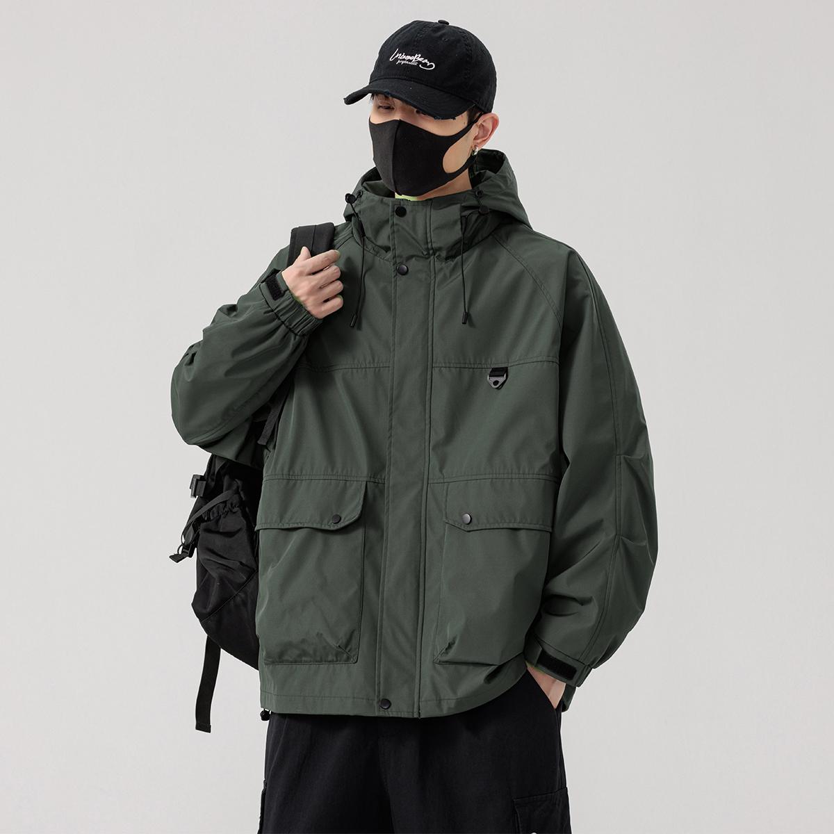 多袋工装登山潮牌连帽春秋宽松