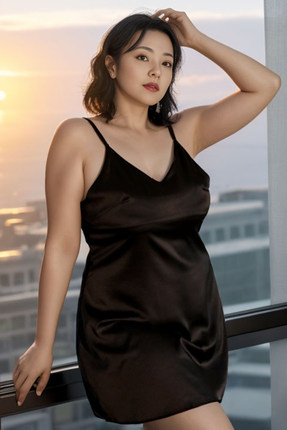 防醋酸大码性感睡衣超短黑色两件套200斤胖妹妹深V睡裙吊带睡袍女