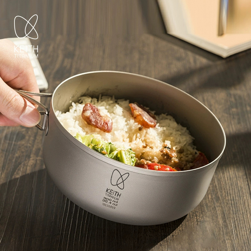 铠斯带盖户外纯钛餐具便当盒