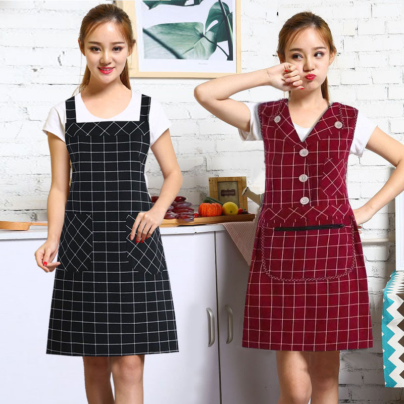 网红坎肩纯棉围裙套装工作服女厨房家用做饭防油无袖罩衣成人透气