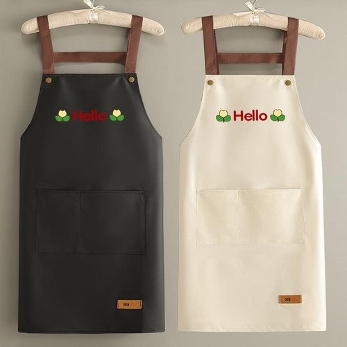 时尚防水餐饮围裙家用厨房情侣专用防油工作服定制logo印字围腰男