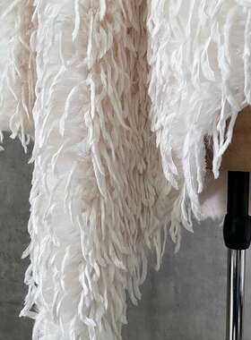 羽毛长毛白色黑色流苏面料玩偶窗帘抱枕婚纱背景布辅料绒布料