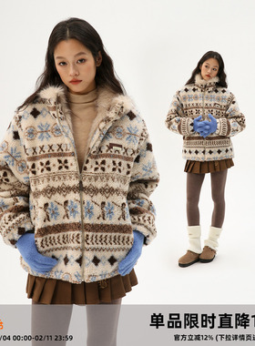 Clamisgold（岚室）费尔岛羊羔毛领加厚外套保暖棉服棉衣男女款