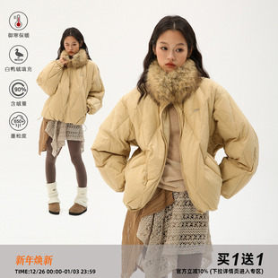 90白鸭绒25D绗线加厚派克羽绒服 环保皮草毛领 Clamisgold 岚室