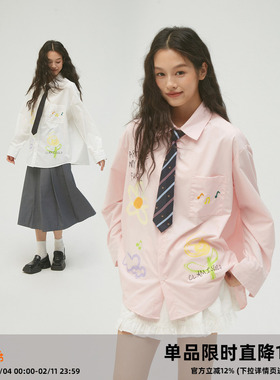 CASD（Clamisgold）花卉音符*原创意趣味手绘涂鸦短袖衬衫男女款