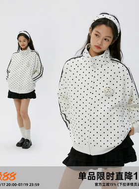 岚室玫瑰波点蕾丝开衫卫衣外套女