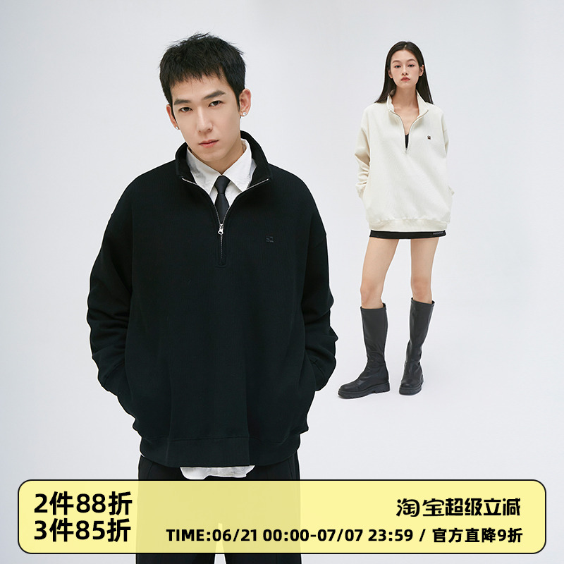 CLAMISGOLD毛衣感半拉链卫衣