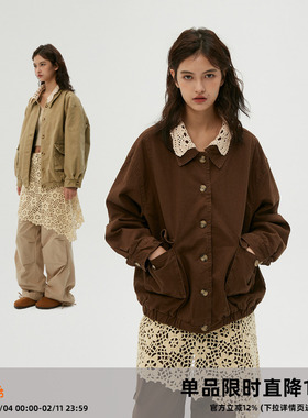 Clamisgold（岚室）钩花可拆卸领*冬季做旧雅丹风宽松棉服厚外套