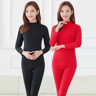 德绒发热秋冬季加绒加厚保暖套装女人内衣女士高领打底衫女保暖衣