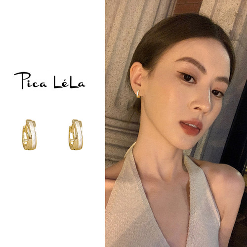 方脸耳环女显瘦高级简约耳饰
