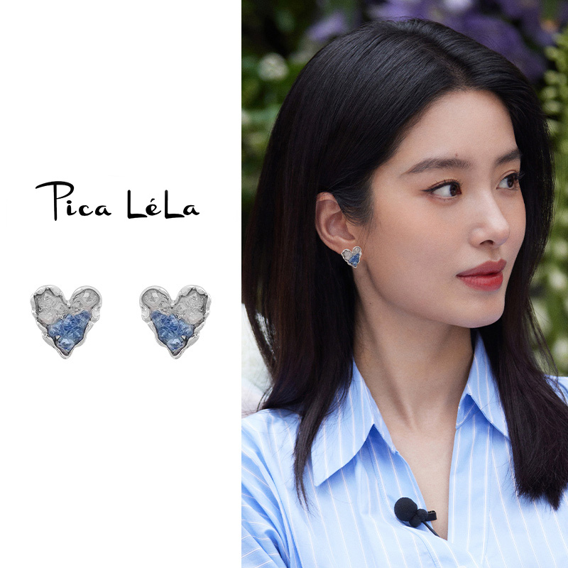 冷淡风渐变色爱心耳夹无耳洞女