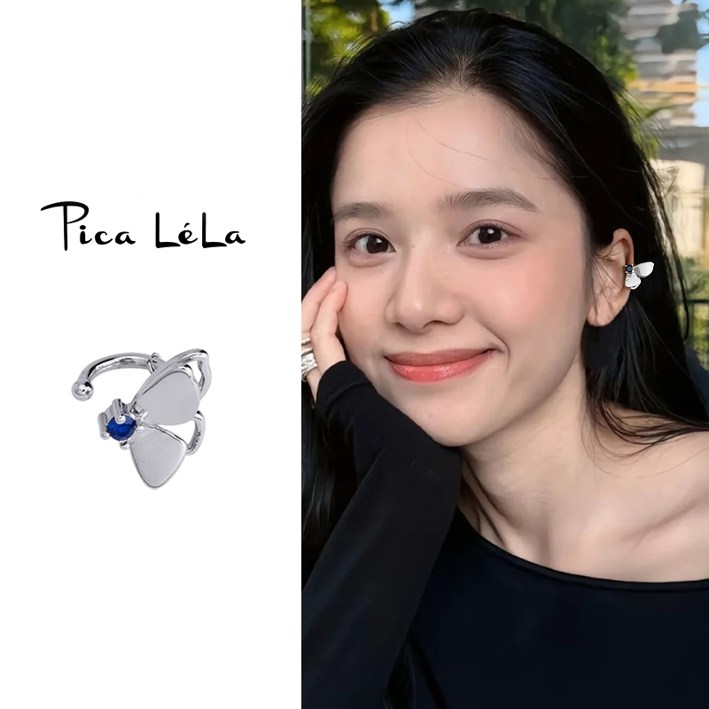 双层立体蝴蝶耳骨夹耳环女