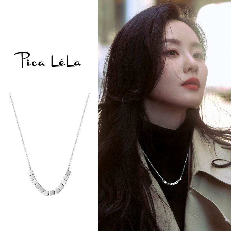 几何小方糖项链女高级感