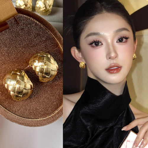 925纯银耳针金色c型耳环女高级感