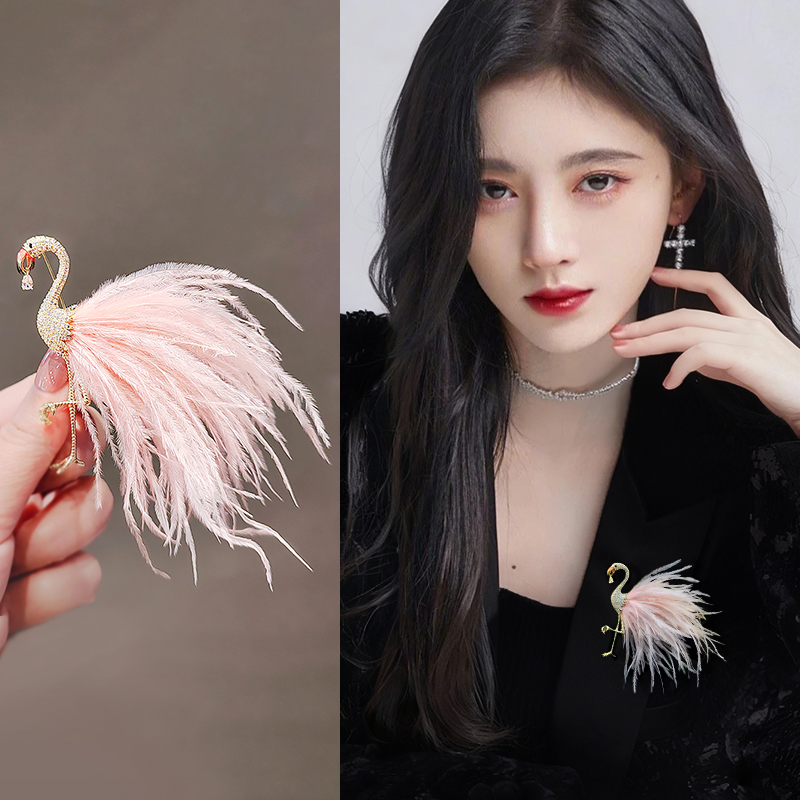 独特火烈鸟胸针设计感小众