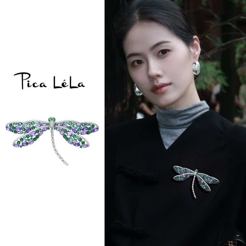 高级感蜻蜓胸针高档奢华