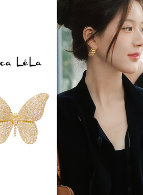 金色蝴蝶胸针女西装高档精致胸花复古高级感轻奢毛衣大衣别针配饰