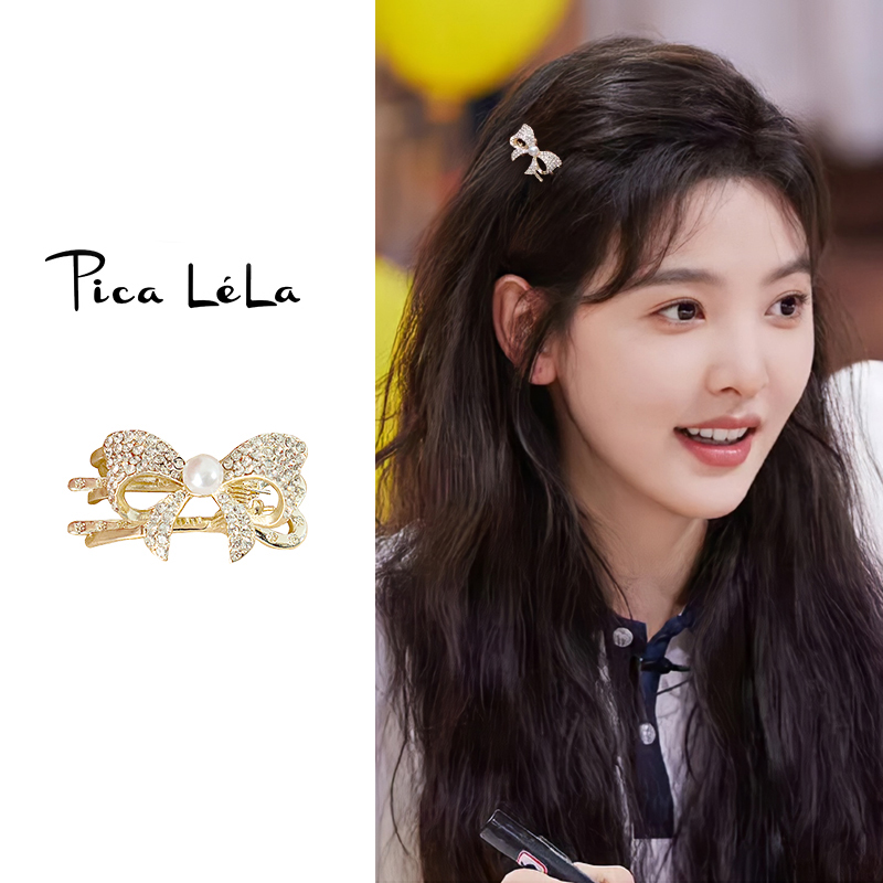 高端轻奢蝴蝶结发夹侧边刘海夹