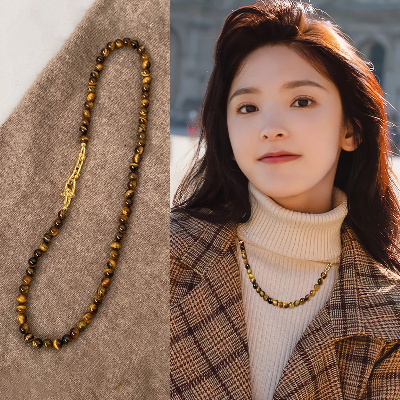 美拉德复古串珠项链女高级