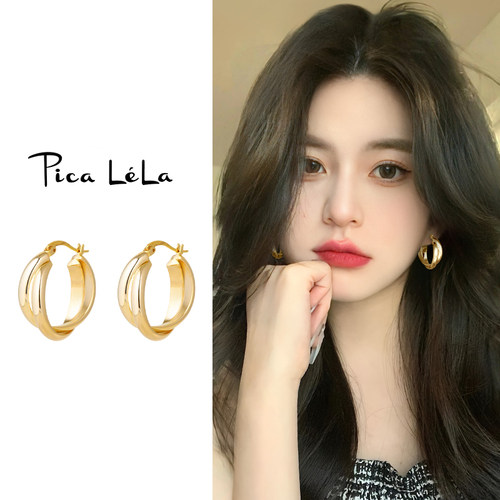 法式轻奢耳环金色几何圆圈