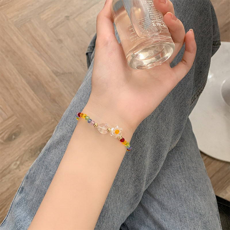 彩色串珠手链女ins精致花朵手串2026年新款闺蜜自律气质独特手饰