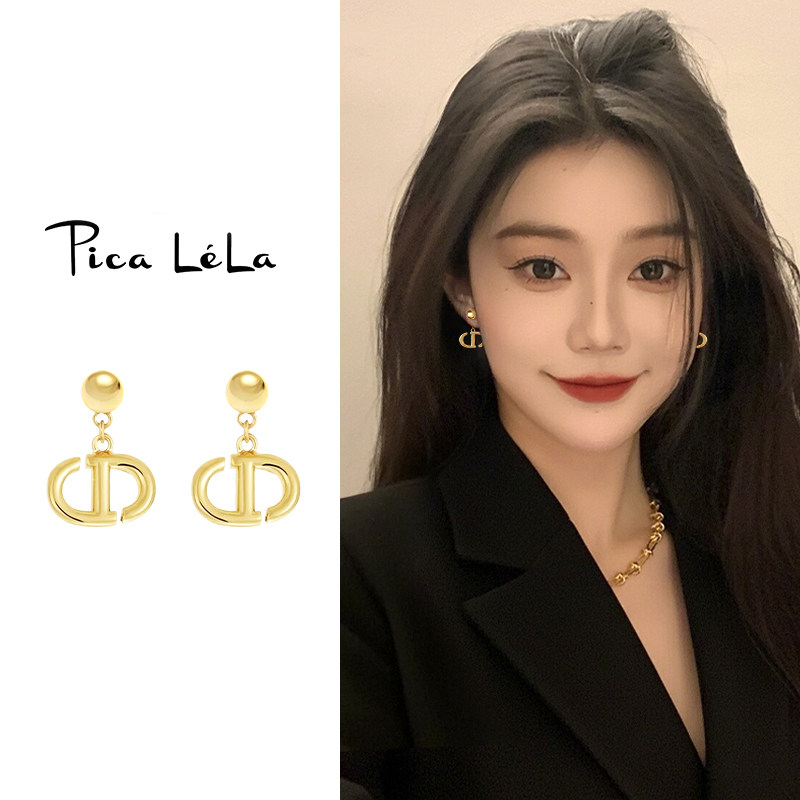 复古字母耳环高级感轻奢