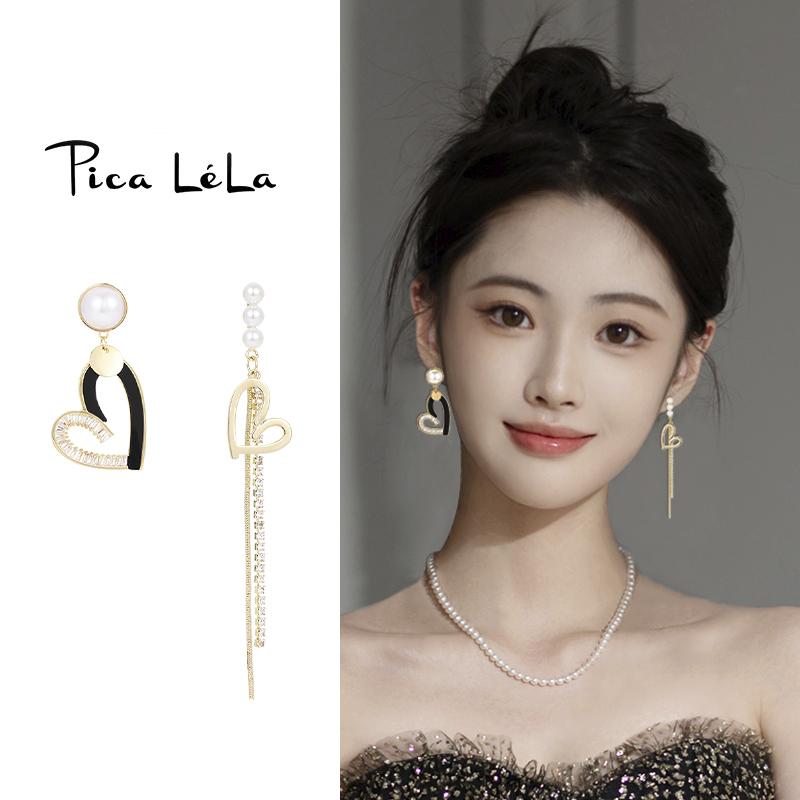 珍珠款爱心流苏螺旋耳夹