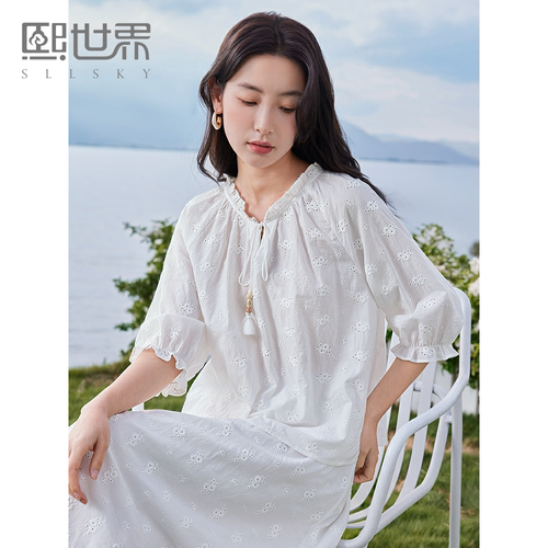 熙世界纯棉夏设计感衬衫+半裙